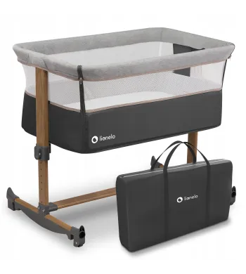 Łóżeczko dostawne LIONELO Leonie Grey Stone z materacem i torbą