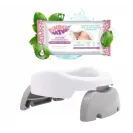 2w1 Potette Nocnik dla dziecka, nakładka na toaletę biało-szary + chusteczki