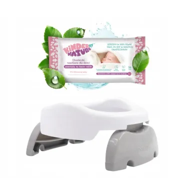 2w1 Potette Nocnik dla dziecka, nakładka na toaletę biało-szary + chusteczki