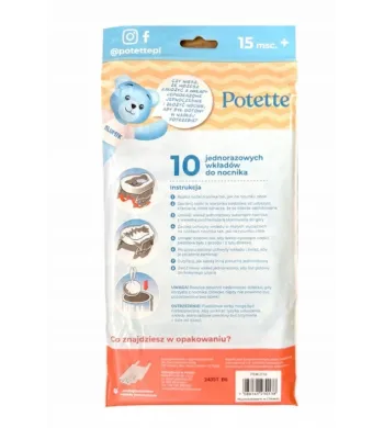 Wkłady jednorazowe do Nocnika 10 szt., Potette + 1 op chusteczek