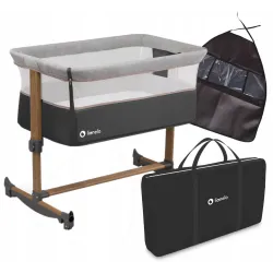 Łóżeczko dostawne LIONELO Leonie Grey Stone z materacem i torbą Łóżeczko dostawne LIONELO Leonie Grey Stone z materacem i torbą