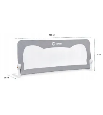 Barierka BRAMKA ZABEZPIECZAJĄCA do łóżka WYSOKA 150x66cm BEŻ Lionelo Grey Melange