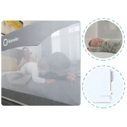 Barierka BRAMKA ZABEZPIECZAJĄCA do łóżka WYSOKA 150x66cm BEŻ Lionelo Grey Melange