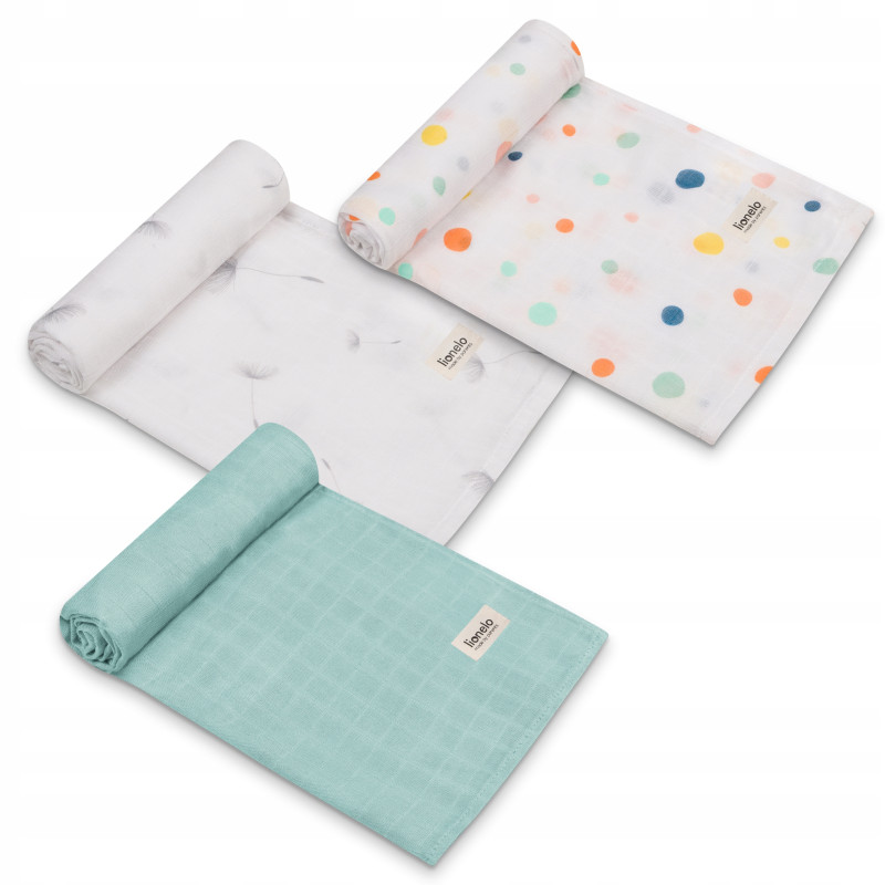 Pieluszki bambusowe Lionelo Bamboo Bawełna Bambusowa Set 3 szt. DOT