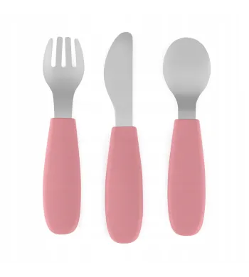 PETITE&MARS Sztućce dla dzieci ze stali nierdzewnej Dusty Rose