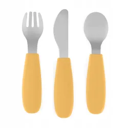 PETITE&MARS Sztućce dla dzieci ze stali nierdzewnej Intense Ochre