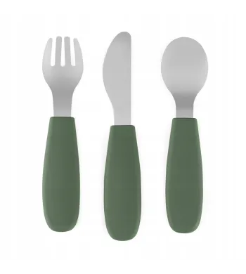 PETITE&MARS Sztućce dla dzieci ze stali nierdzewnej Misty green