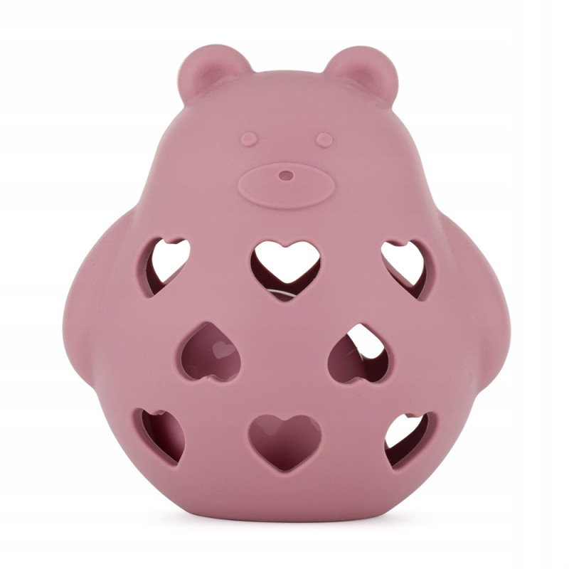 PETITE&MARS Silikonowa zabawka z grzechotką Bear Basil Dusty Rose