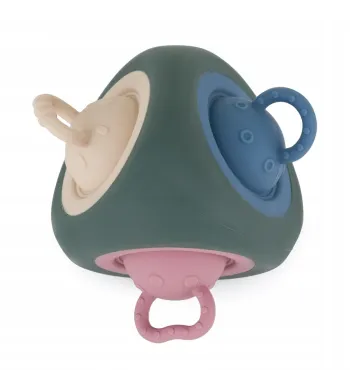 PETITE&MARS Silikonowa zabawka sensoryczna Pop-up Triangle Misty Green