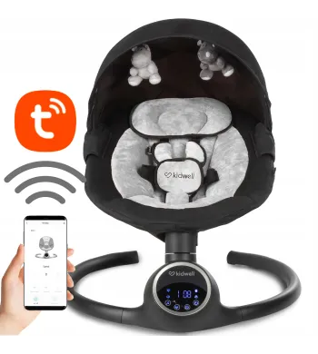 Bujaczek  leżaczek elektryczny 2w1 REVE pilot aplikacja black/silver