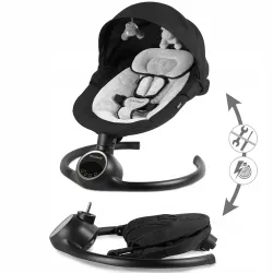 Bujaczek  leżaczek elektryczny 2w1 REVE pilot aplikacja black/silver Bujaczek  leżaczek elektryczny 2w1 REVE pilot aplikacja black/silver