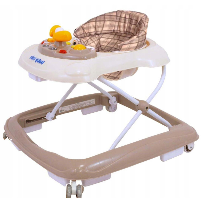 Chodzik Baby Mix z kierownicą i silikonowymi kółkami beige