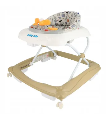 Chodzik Baby Mix z kierownicą i silikonowymi kółkami cappuccino