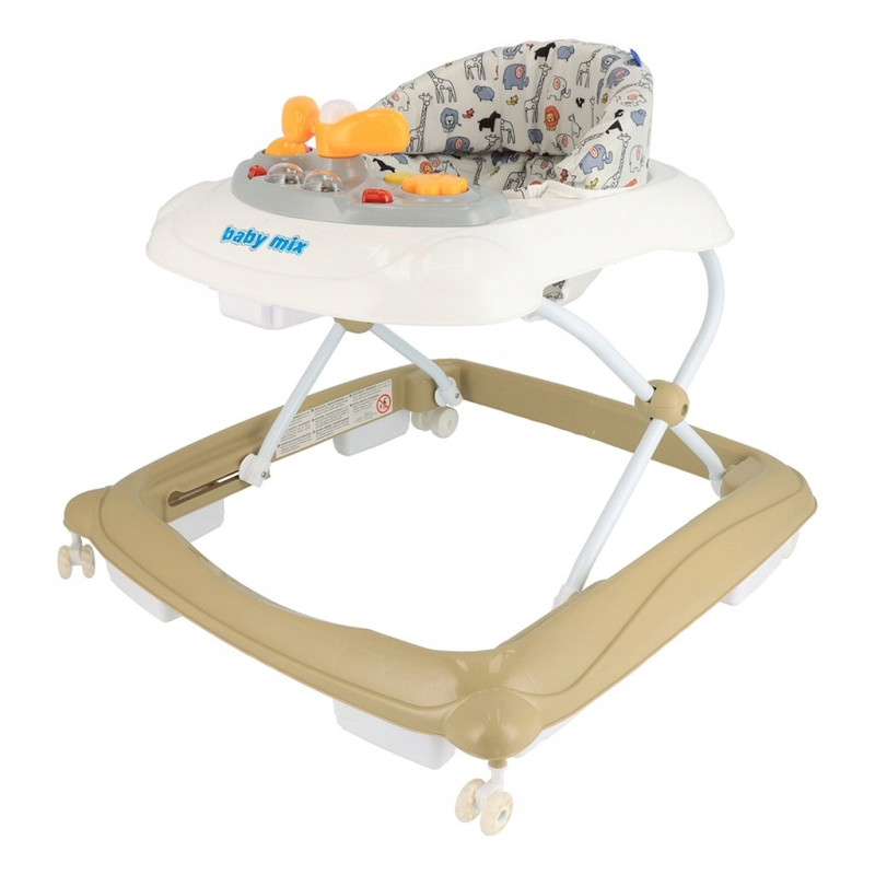 Chodzik Baby Mix z kierownicą i silikonowymi kółkami cappuccino