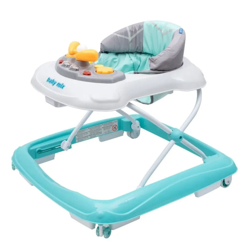 Chodzik Baby Mix z kierownicą i silikonowymi kółkami miętowy