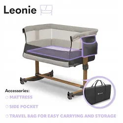 Łóżeczko dostawne LIONELO Leonie Grey Stone z materacem i torbą Łóżeczko dostawne LIONELO Leonie Grey Stone z materacem i torbą