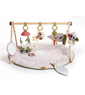 Gimnastyka/mata edukacyjna z drewnianym stojakiem - Boho Chic