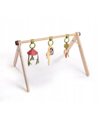 Gimnastyka/mata edukacyjna z drewnianym stojakiem - Boho Chic