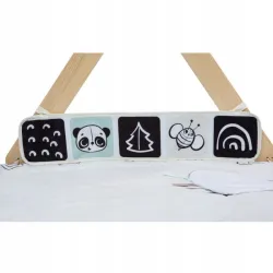 Gimnastyka/mata edukacyjna z drewnianym stojakiem - Décor czarno-biała