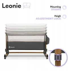 Łóżeczko dostawne LIONELO Leonie Grey Stone z materacem i torbą Łóżeczko dostawne LIONELO Leonie Grey Stone z materacem i torbą