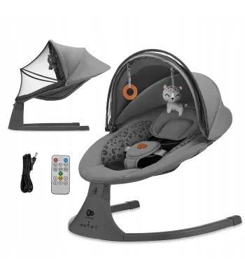 Kinderkraft Bujaczek Leżaczek 2w1 elektryczny  LUMI2 Dark Grey
