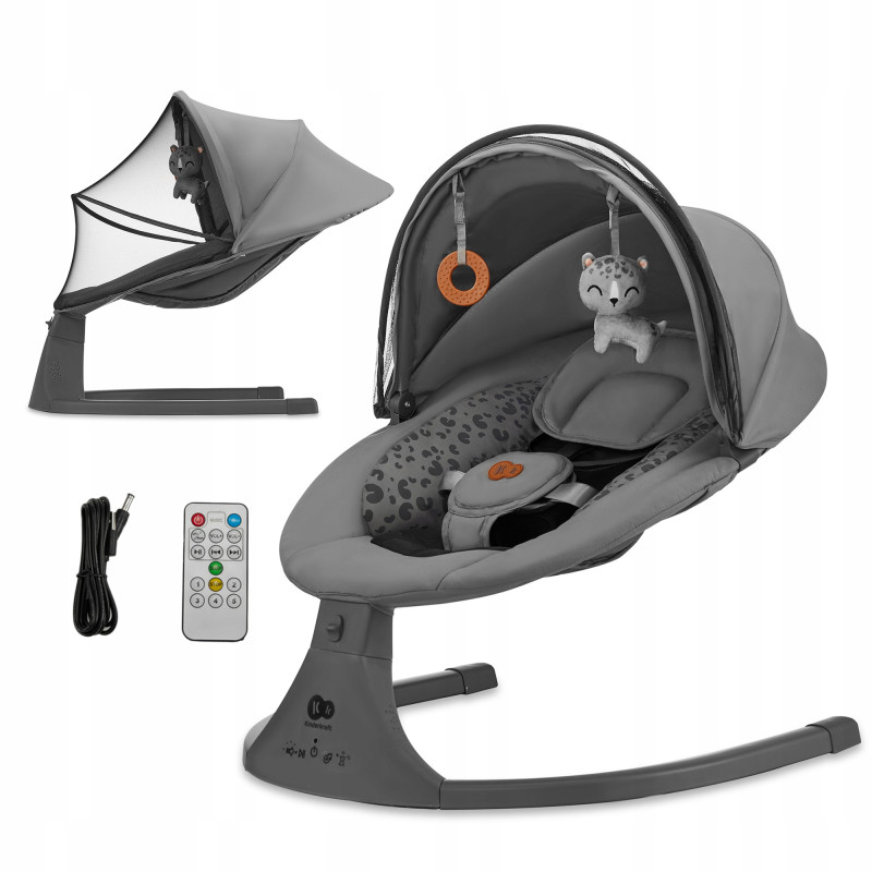Kinderkraft Bujaczek Leżaczek 2w1 elektryczny  LUMI2 Dark Grey