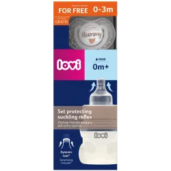 ZESTAW BUTELKA LOVI MEDICAL 150ml + SMOCZEK DYNAMICZNY 0m+ 0437