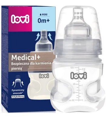 ZESTAW BUTELKA LOVI MEDICAL 150ml + SMOCZEK DYNAMICZNY 0m+ 0437d