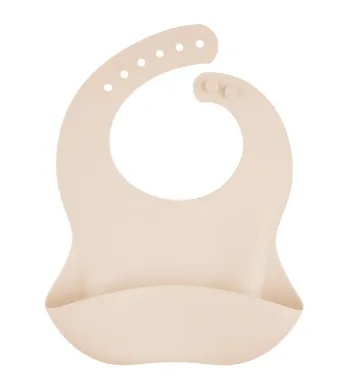 Canpol Babies silikonowy śliniak z kieszonka 51/030  CREME