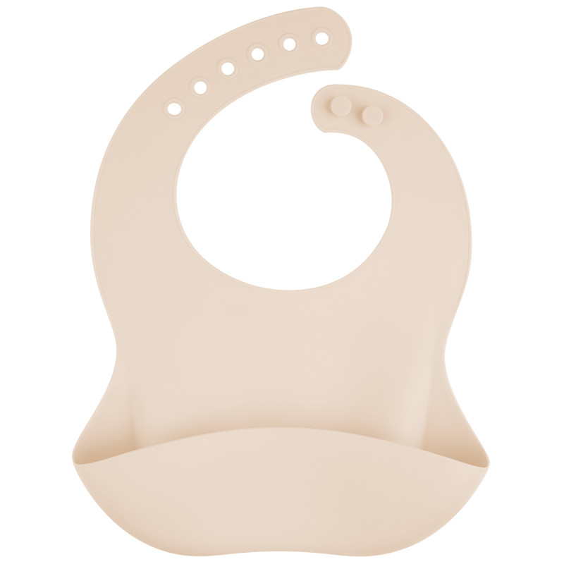 Canpol Babies silikonowy śliniak z kieszonka 51/030  CREME