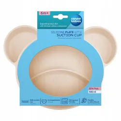 CANPOL silikonowy TRÓJDZIELNY talerzyk z przyssawką MIŚ 51/401_crem