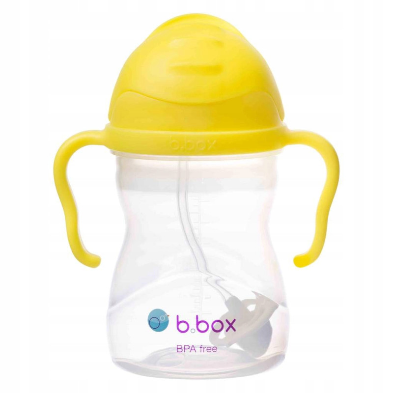 B.BOX BIDON KUBEK Z OBCIĄŻONĄ SŁOMKĄ RURKĄ DLA DZIECI 240ml cytrynowy