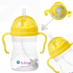 B.BOX BIDON KUBEK Z OBCIĄŻONĄ SŁOMKĄ RURKĄ DLA DZIECI 240ml cytrynowy