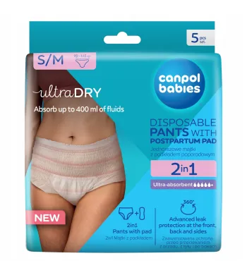 Canpol babies Jednorazowe majtki 2w1 z podkładem poporodowym 5szt S/M 78/011
