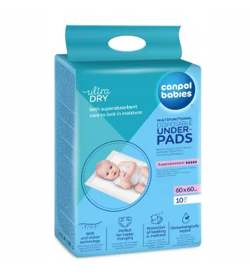 Podkłady Higieniczne Canpol 60x60 cm Chłonne Jednorazowe Wielofunkcyjne x10 78/006