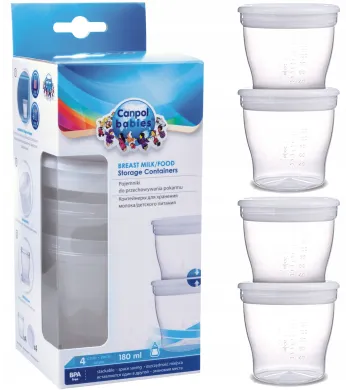 CANPOL Pojemnik do przechowywania pokarmu 180 ml. 4 szt. 12/204