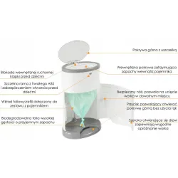 Korbell Pojemnik na zużyte pieluchy 16L szary