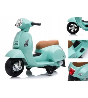 Jeździk dla dziecka Skuter Vespa na akumulator z oparciem Miętowy