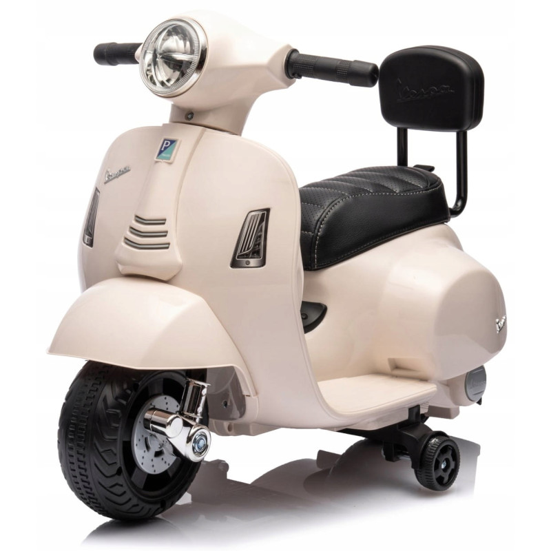 Jeździk dla dziecka Skuter Vespa na akumulator z oparciem biały