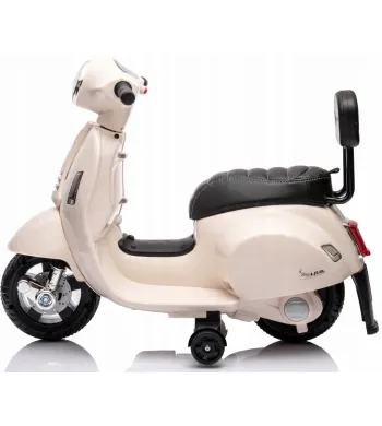 Jeździk dla dziecka Skuter Vespa na akumulator z oparciem biały