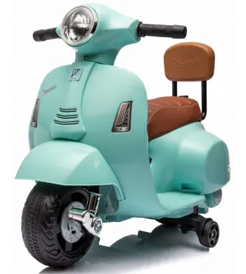Jeździk dla dziecka Skuter Vespa na akumulator z oparciem turkus