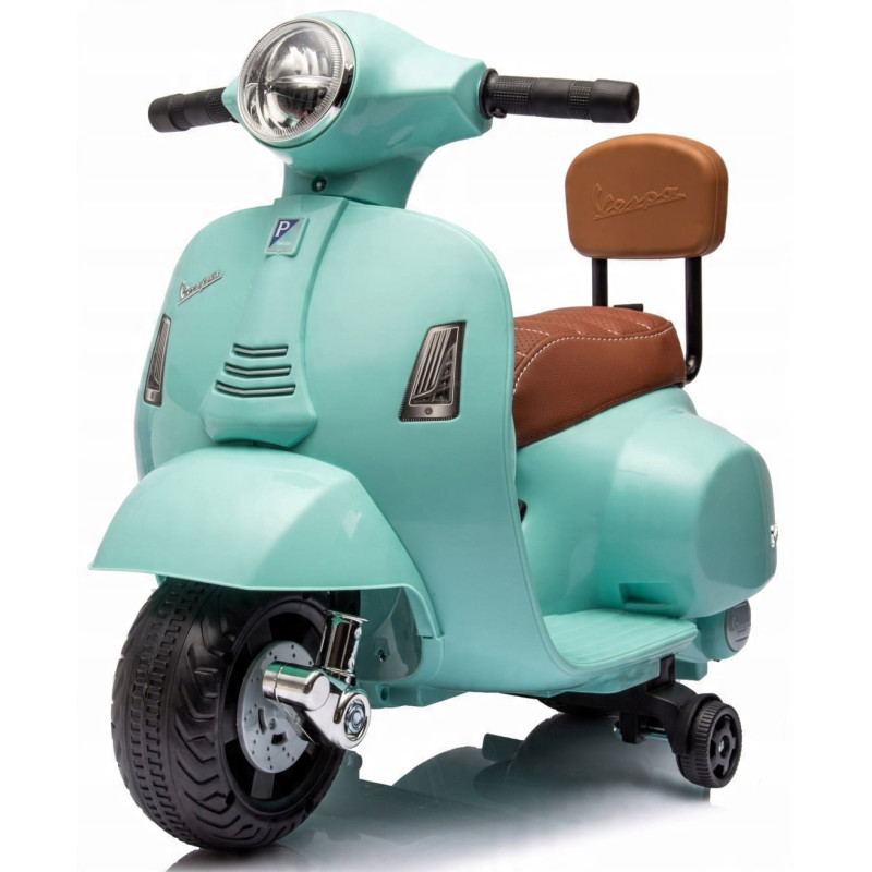 Jeździk dla dziecka Skuter Vespa na akumulator z oparciem turkus