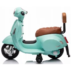Jeździk dla dziecka Skuter Vespa na akumulator z oparciem turkus
