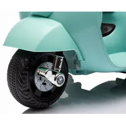 Jeździk dla dziecka Skuter Vespa na akumulator z oparciem turkus