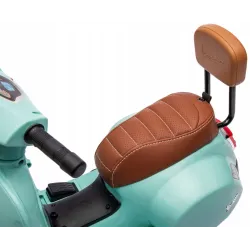 Jeździk dla dziecka Skuter Vespa na akumulator z oparciem turkus