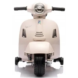 Jeździk dla dziecka Skuter Vespa na akumulator z oparciem biały Jeździk dla dziecka Skuter Vespa na akumulator z oparciem biały