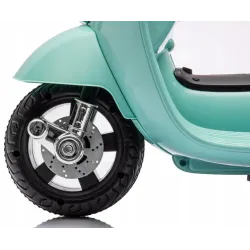 Jeździk dla dziecka Skuter Vespa na akumulator z oparciem turkus