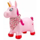SUN BABY gumowy skoczek  + pompka jednorożec 60 cm różowy perłowy z bandaną