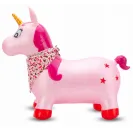 SUN BABY gumowy skoczek  + pompka jednorożec 60 cm różowy perłowy z bandaną