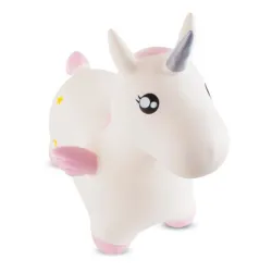 SUN BABY gumowy skoczek  + pompka jednorożec biało różowy